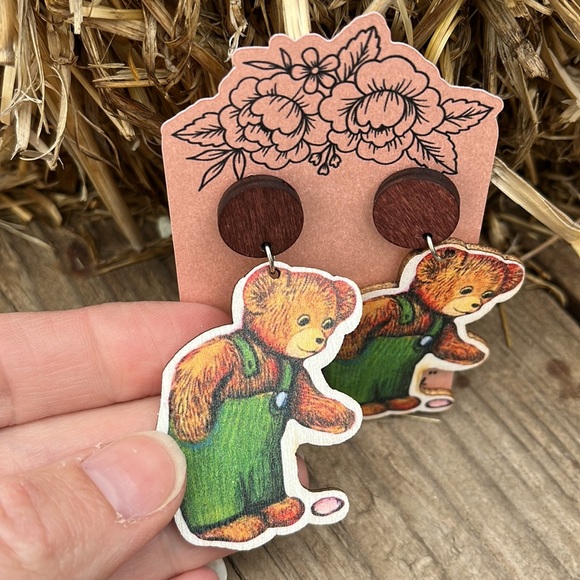 Don Freeman “ Corduroy” Book Character Earrings/ Teacher Earrings - Picture 5 of 9